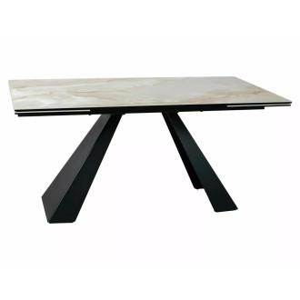 Stół nowoczesny z ceramicznym rozkładanym blatem Salvadore Ceramic 160-240x90cm onice oro / czarny mat Signal