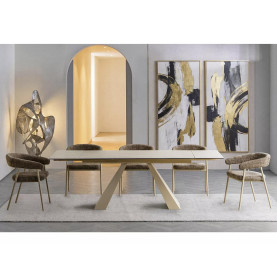 Stół nowoczesny z ceramicznym rozkładanym blatem Salvadore Ceramic 160-240x90cm trawertyn / kaszmir Signal