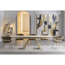 Stół nowoczesny z ceramicznym rozkładanym blatem Salvadore Ceramic 160-240x90cm trawertyn / kaszmir Signal