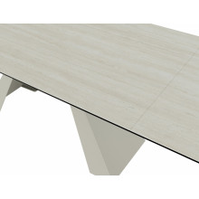 Stół nowoczesny z ceramicznym rozkładanym blatem Salvadore Ceramic 160-240x90cm trawertyn / kaszmir Signal