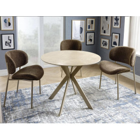 Stół okrągły ceramiczny Talia 90cm trawertyn / kaszmir Signal