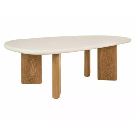 Stolik z mikrocementu z nieregularnym blatem na dębowej podstawie Alpen 130x80cm Signal