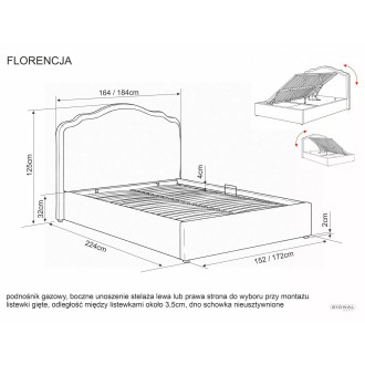 Łóżko tapicerowane z pojemnikiem Florencja Raven 160x200cm ciemny beż Signal