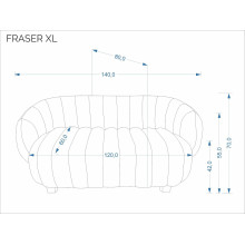 Sofa tapicerowana 2 osobowa Fraser 140cm ciemny beż Halmar