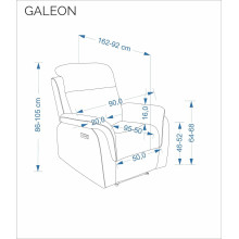 Fotel tapicerowany z funkcją elektrycznego rozkładania Galeon beżowy Halmar