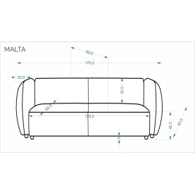 Sofa tapicerowana pikowana 2 osobowa Malta 170cm popiel Halmar 2