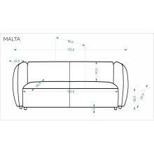 Sofa tapicerowana pikowana 2 osobowa Malta 170cm popiel Halmar