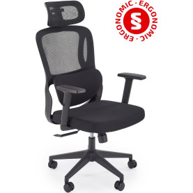 Fotel biurowy ergonomiczny z zagłówkiem Mateus czarny Halmar
