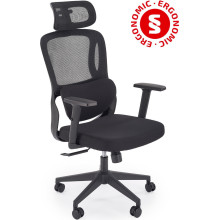 Fotel biurowy ergonomiczny z zagłówkiem Mateus czarny Halmar