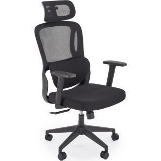 Fotel biurowy ergonomiczny z zagłówkiem Mateus czarny Halmar