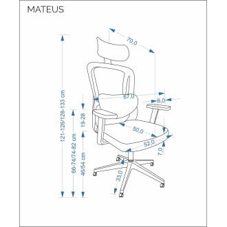 Fotel biurowy ergonomiczny z zagłówkiem Mateus czarny Halmar
