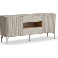 Komoda ryflowana na nóżkach Beluci 160x40cm kaszmir / dąb cremona Halmar