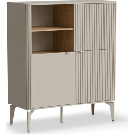 Komoda ryflowana na nóżkach Beluci 97x40cm kaszmir / dąb cremona Halmar