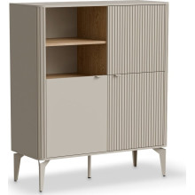 Komoda ryflowana na nóżkach Beluci 97x40cm kaszmir / dąb cremona Halmar