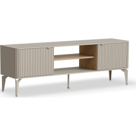 Szafka RTV ryflowana na nóżkach Beluci 160x40cm kaszmir / dąb cremona Halmar