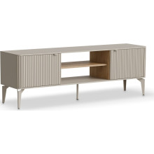 Szafka RTV ryflowana na nóżkach Beluci 160x40cm kaszmir / dąb cremona Halmar