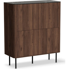 Komoda na nóżkach Solano 100cm orzech warmia / czarny marmur  Halmar