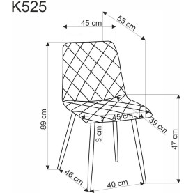 Krzesło welurowe z przeszyciami K525 WDF beżowy / naturalny Halmar 2