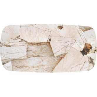 Stół owalny z ceramicznym blatem rozkładany Alter 180-260x90cm beżowy marmur / czarny Halmar