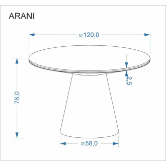 Stół okrągły na stożkowej nodze Arani 120cm beżowy marmur / orzech Halmar
