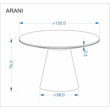 Stół okrągły na stożkowej nodze Arani 120cm beżowy marmur / orzech Halmar