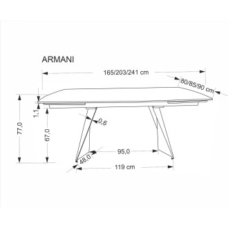 Stół rozkładany nowoczesny Armani 165-241x90cm trawertyn / kaszmir Halmar