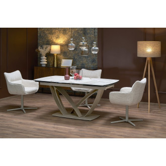 Stół ceramiczny rozkładany Benjamin 160-240x90cm beżowy / kaszmir Halmar