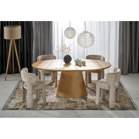 Stół owalny rozkładany na stożkowej podstawie Calypso 160-200x100cm odcienie dębu Halmar