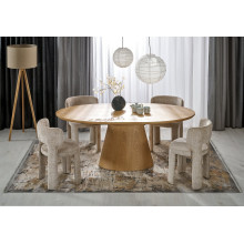 Stół owalny rozkładany na stożkowej podstawie Calypso 160-200x100cm odcienie dębu Halmar