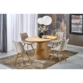 Stół owalny rozkładany na stożkowej podstawie Calypso 160-200x100cm odcienie dębu Halmar