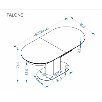 Stół owalny rozkładany na jednej nodze Falone 180-220x90cm jasny trawertyn / kaszmir Halmar