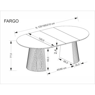 Stół okrągły rozkładany na podstawie z lameli Fargo 120-210cm orzech Halmar