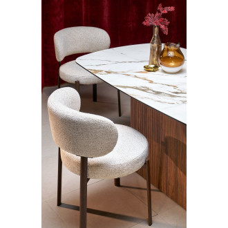 Stół ceramiczny rozkładany na jednej nodze Flavor 200-300x100cm biały marmur / orzech Halmar