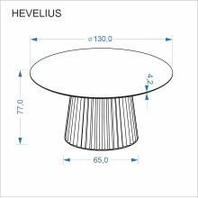 Stół okrągły na ryflowanej nodze Hevelius 130cm orzech / czarny Halmar