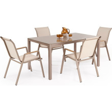 Stół ogrodowy szklany Hover 150x90cm beżowy / cappuccino  Halmar