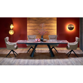 Stół rozkładany Marvin 180-260x95cm bordowy marmur / czarny Halmar