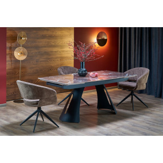 Stół rozkładany Marvin 180-260x95cm bordowy marmur / czarny Halmar