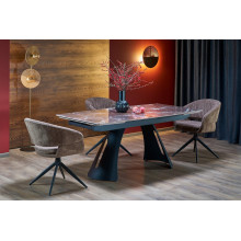 Stół rozkładany Marvin 180-260x95cm bordowy marmur / czarny Halmar