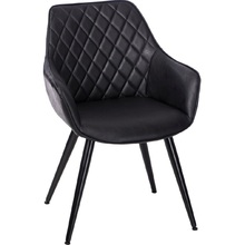 Krzesło pikowane z ekoskóry z podłokietnikami Rox czarne D2.Design do kuchni i jadalni.