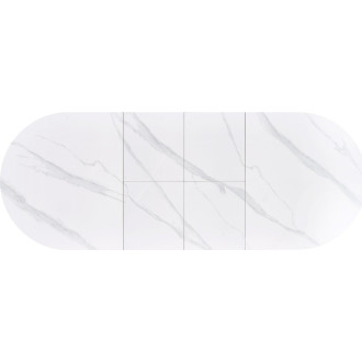 Stół rozkładany na jednej nodze Sirius 160-240x90cm biały marmur / drewno Halmar
