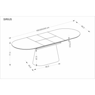Stół rozkładany na jednej nodze Sirius 160-240x90cm biały marmur / drewno Halmar