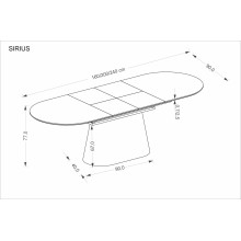 Stół rozkładany na jednej nodze Sirius 160-240x90cm biały marmur / drewno Halmar