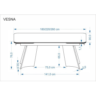 Stół ceramiczny rozkładany Vesna 180-260x90cm beżowy marmur Halmar