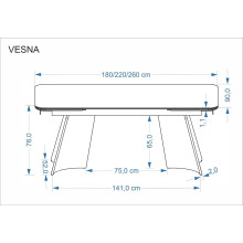 Stół ceramiczny rozkładany Vesna 180-260x90cm beżowy marmur Halmar
