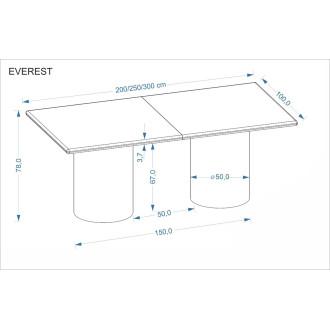 Stół fornirowany rozkładany Everest 200-300x100cm dąb naturalny matowy Halmar