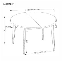 Stół fornirowany okrągły z funkcją rozkładania Magnus 120-200cm dąb naturalny Halmar