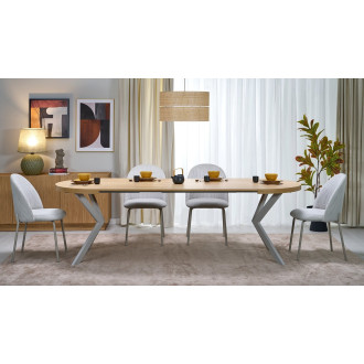 Stół okrągły rozkładany loft Peroni 100-250cm dąb hikora / kaszmir  Halmar