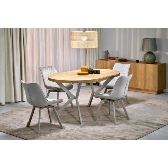 Stół okrągły rozkładany loft Peroni 100-250cm dąb hikora / kaszmir  Halmar
