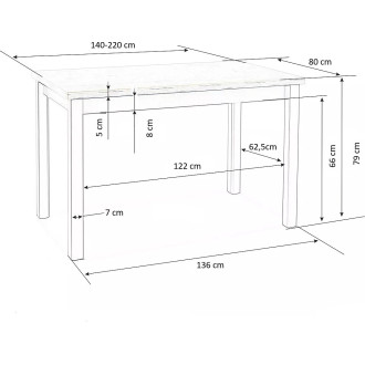 Stół prostokątny rozkładany Tiago 140-220x80cm dąb hikora / kaszmir Halmar