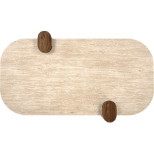 Stolik kawowy owalny Canoa 120x70cm trawertyn / orzech Halmar